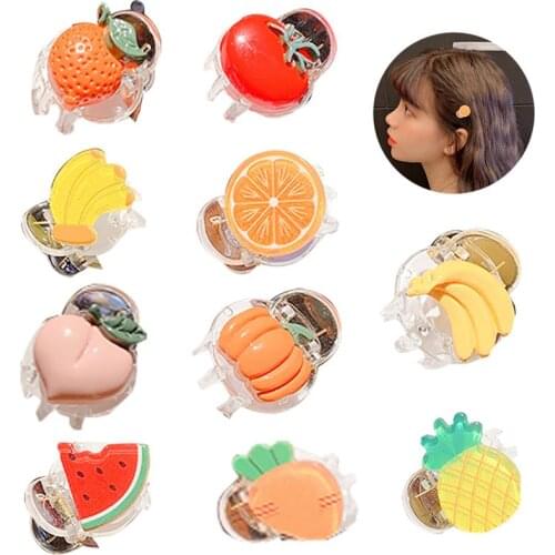 10pcs/set Cartoon Fruit Decor Hair Clips Plastic Non Slip Cute Hair Clamp Hair Accessories For Women Girls