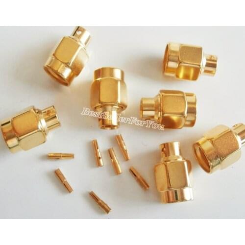 10Pcs RP SMA RPSMA RPSMA Solder Plug Male Straight Connector For Semi-rigid RG402 0.141" Cable