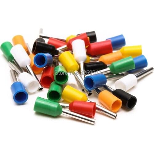 1000PCS EV1006 18 AWG Electrical wire Connectors Insulated Cord End Wire Ferrules Terminal Block 1.0mm E1006 Assorted Cooper