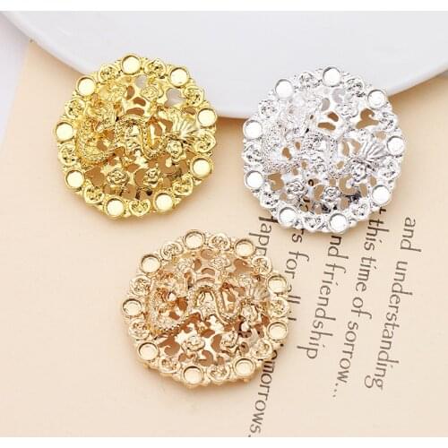 20 Pieces/Lot 34.5mm Round Dragon Pattern Filigree Pendant Hair Accessories DIY Jewelry Settings