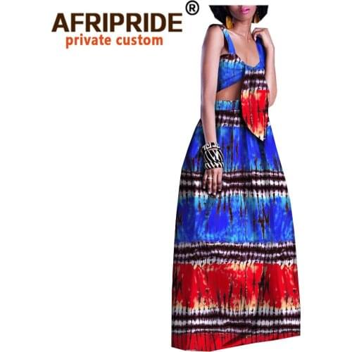 2020 African Clothes for Women Crop Top and Maxi Skirts 2 Piece Set Sexy Casual Outfits Tracksuit Ankara Print Dashiki A1826018