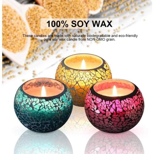 3pcs/set Home Scented Soy Wax Candles Kit Hand Made Aromatherapy Jar with Wax Creator Scent,of Rose Lavender Lemon