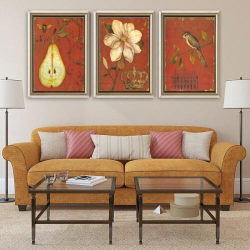 Unframed 3pcs Europe Style Floral Retro Wall Home Decor Canvas Painting For Room Decoration Print Painting Artwork