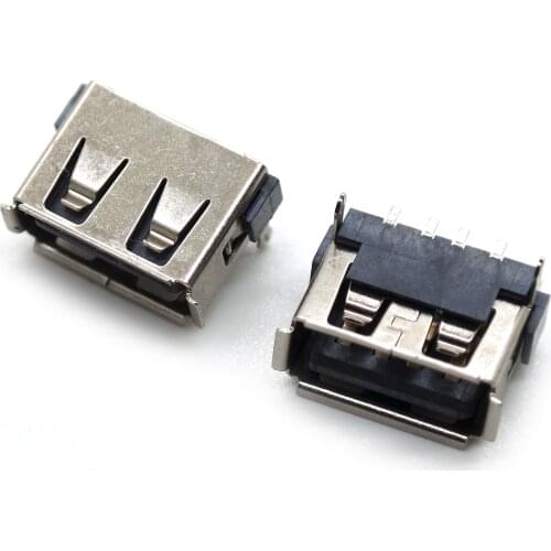 30 piece a / f10.0 short body USB interface female base rear 2-pin 6.3h crimping SMT iron shell black glue USB connector
