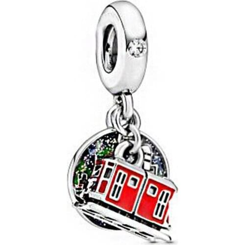 925 Sterling Silver Color Beads London Bus Pendant Enamel Charms Fit Original Pan Bracelets Necklaces Women Jewelry 2020