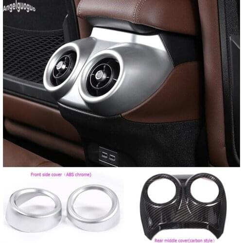 For Alfa Romeo Stelvio Accessories Car Air Conditioner Outlet Decoration Cover ABS Chrome/Carbon Fiber Style Trim Sequin Sticker