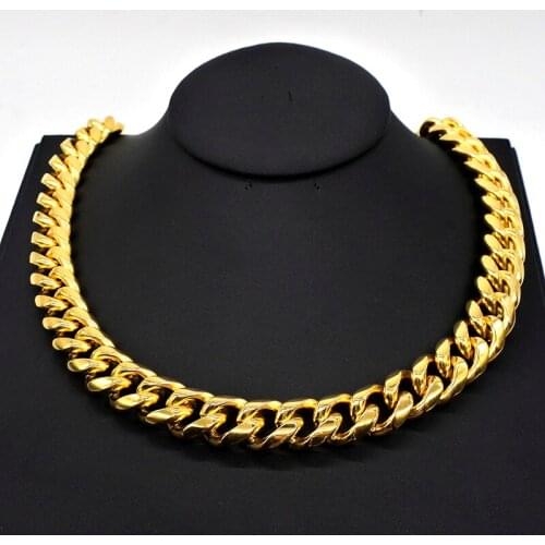 AMUMIU 40-90cm Miami Curb Cuban Chain Necklace For Men Gold Hip Hop Necklace Jewelry HZN189