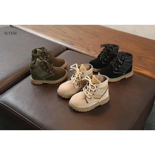 Children boots Winter warm plus velvet boy snow boots Girls child booties Lace-up Non-slip baby shoes kids sneakers 21-30