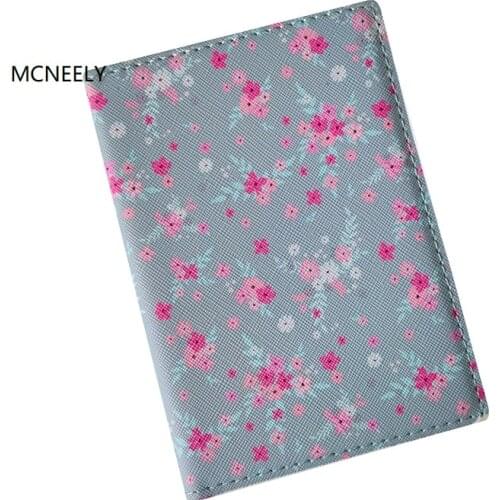 Grey Flowers Girls Travel Passport Cover Wallet Unisex Business Credit Card Air Ticket Wallet Organizer Drop Shipping