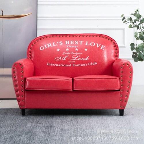 Double Retro Furniture European and American Leather art Bar Coffee Shop Clothing Shop Small Sofa living room furniture for kids