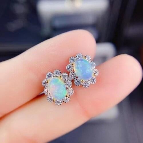 Elegant Birthday Gift Super Quality 100% Natural And Real Opal Earring 925 sterling silver Fine jewelry