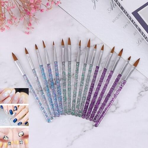 5Pcs/Set Nail Art Painting Brush Crystal Acrylic UV Gel Brush Stripe Flower Painting Carving Drawing Pen Nail Art Pen
