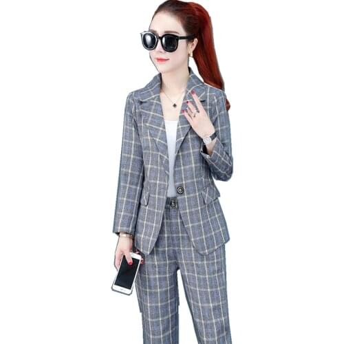Top selling product in 2020 Elegant women blazer Two piece set lattice Womens office clothing set Youth clothing for female 06