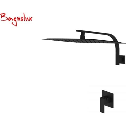 New Promotion Premium Square Bathroom Shower Set Luxury Matte Black In-Wall Single Function Shower Faucet Combo With Headshower