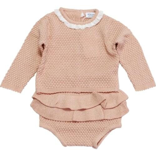 New Autumn Baby Clothing Sets Knitted Baby Girls Sweater Cardigan + Shorts 2pcs Suit Brand Cotton Toddler wool sweet lace long s
