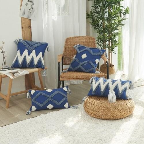 Handmade Embroidery Nordic Moroccan Geometric Cushion Cover Comfortable Cotton Tassel Sofa Pillow Cases