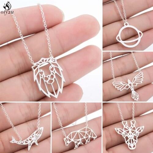 Hiphop Rock Animal Stainless Steel Necklaces for Women Fashion Lion Bear Giraffe Whale Phoenix Pendant Necklace accesorios mujer