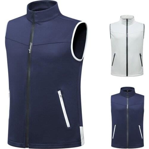 PGM Men Thick Warm Vest Coat Ladies Windproof Sleeveless Waistcoat Windbreaker Full Zipper Pocket Golf Clothing D0654