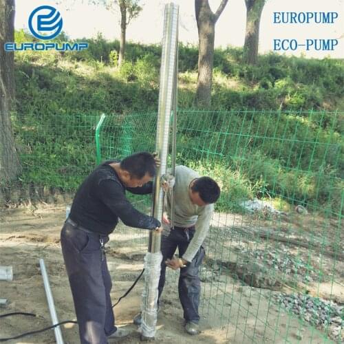 EUROPUMP 4Inch outlet 1.25" Lift 320M Flow 3000LPH Solar DC Submersible Pump with MPPT controller MODEL(4EPGC3/320-D380/7500)