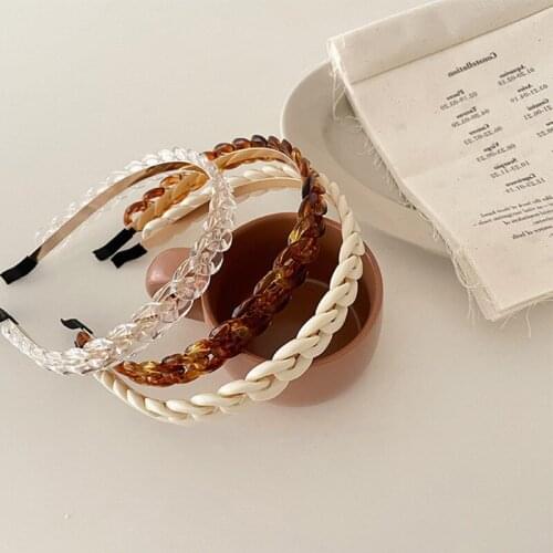 Nostalgia Retro Geometric Chain Headband Colorful Transparent Resin Girl Headdress Hair Band for Women Fashion Hair Accessories