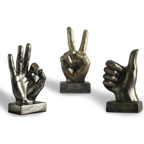 Retro Gesture Finger Model Statue Resin Desktop Ornaments Sculptures Home Office Coffee Shop Decor JW