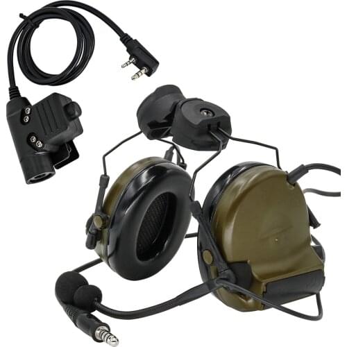 COMTAC II Helmet Bracket Version Headphones Pickup Noise Reduction Airsoft Military Tactical Headset FG +U94 kenwood 2 pin ptt