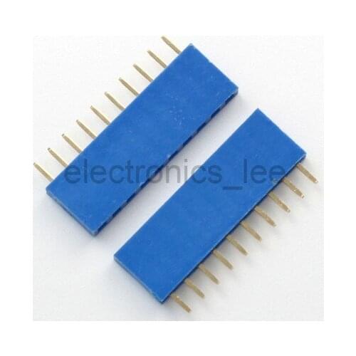 Blue 10Pin 1*10 Single Row Female pin Header 2.54mm Socket Connector for Arduino