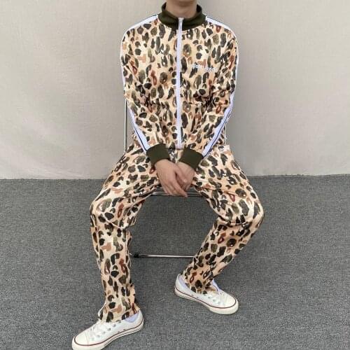 Palm Angels PA Camouflage Leopard Print Desert Stand Collar Zip Side Open Sport Suit