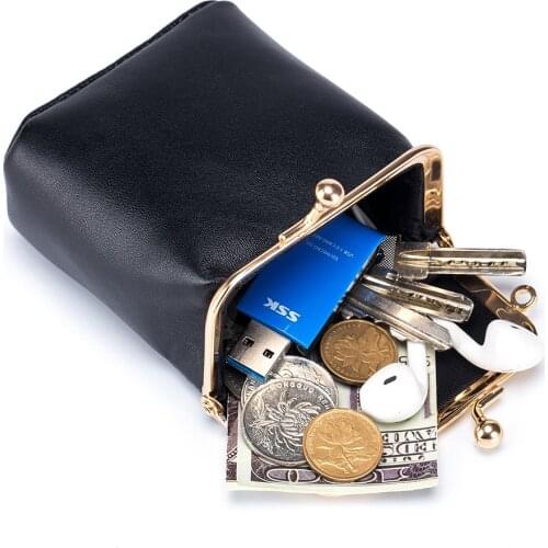 Lipstick bag ladies soft sheepskin lipstick case multifunctional mini convenient metal clip cosmetic coin makeup purse organizer