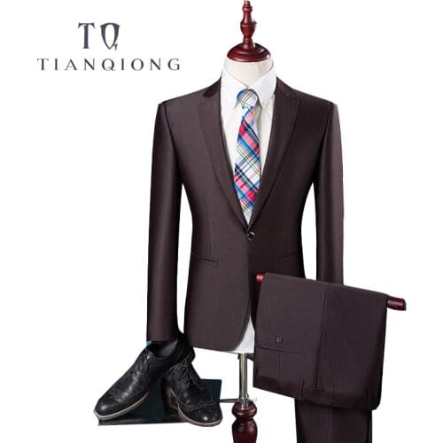 TIAN QIONG Cheap Latest Coat Pant Designs High Quality Polyester and Viscose Business Casual Mens Blue,brown Suits,Jacket+Pants