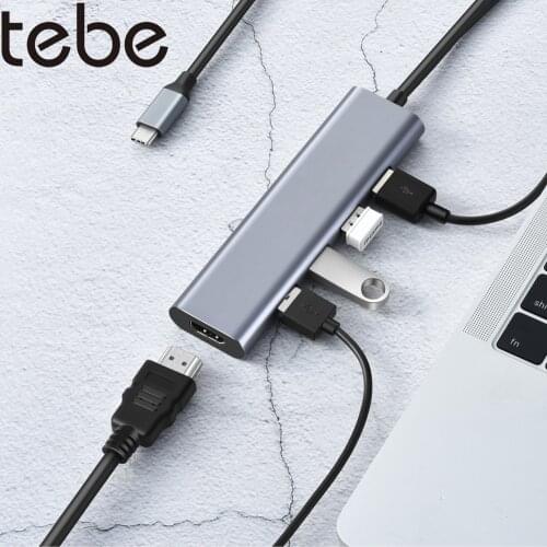 Tebe USB C Hub Splitter Type-c to 4K*2K HDMI-Compatible Multi USB Adapter Dock USB-C Hub for Macbook Air Huawei Samsung