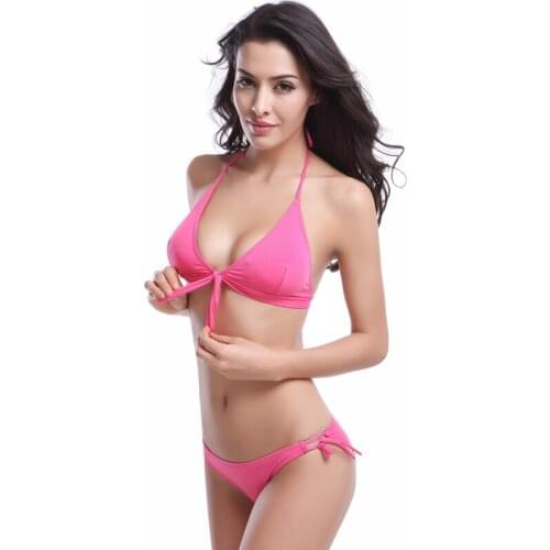Vintage Removable Padding Bowknotted Top Womens Bandage Strappy Victoria Bikini 04