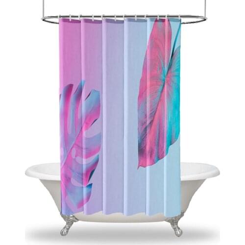 Greenery Printed Showers Curtain / Waterproof Button Hole Shower Drapes for Your Bathtub,Bathroom Tropical Palm Leaves Minimal A