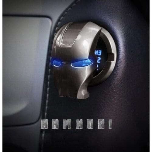 GISAEV Iron Man Car Interior Engine Ignition Start Stop Button Protective Cover Decoration Sticker Car Interior Accessories