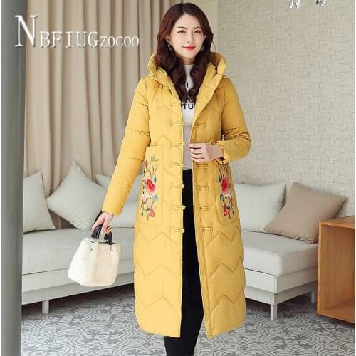 Beige Black Hot Pink Red Yellow Colors Women Parkas Plus Size Embroidery Flower Female Jacket