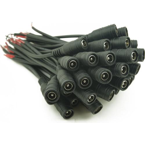 10PCS CCTV Power Plug Adaptors Pigtail Female Barrel Jack Wire Cable 5.5 x 2.1mm