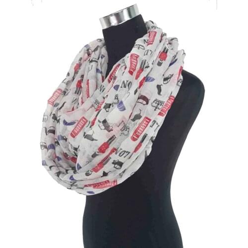 10pcs/lot Fashion London Travels Souvenir Print Infinity Scarf Loop Ladies Accessories, Free Shipping