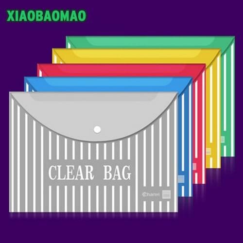 12pcs / lot high quality transparent PVC A4 File Folder Document Filing Bag Stationery Bag School office supplies