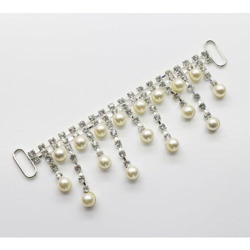 Hot sale 2pc 108MM pearl Rhinestone bikini connectors buckle/ shoes clothing decoration buckle beachwear bikini connector
