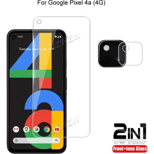2 in 1 For Google Pixel 4A (4G) Camera Lens Film & Protective Phone Screen Protector Tempered Glass Guard