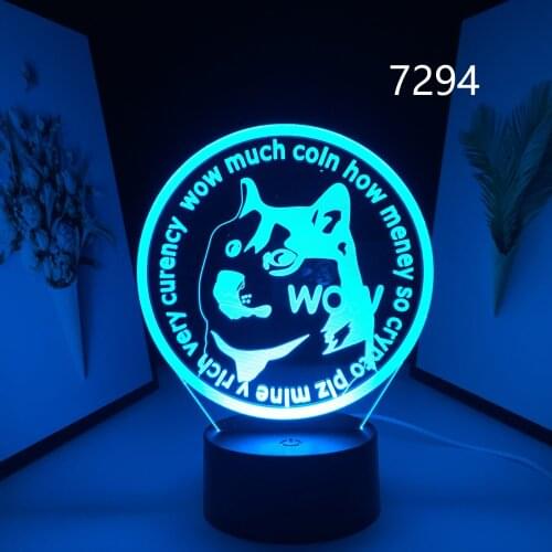 3D LED Night Light Dogecoin Bitcoin Touch Sensor 7/16 Color Changing Acrylic Table Night Lamp for Room Decorative Nightlight