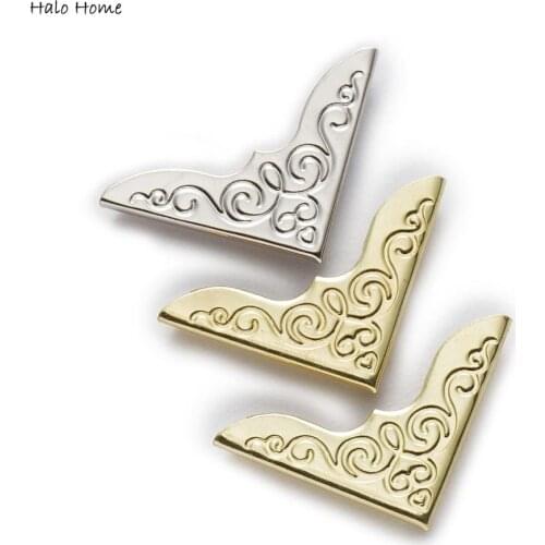 50 Piece 2 Colors Carved Book Scrapbooking Albums Folders Box Bags Metal Corner Protectors 32x23mm(1 2/8"x7/8")