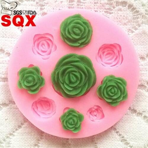 9PCS rose DIY Fondant Silicone Mold Cake Decorating Tools Flower Baking Fondant Tool SQ1453