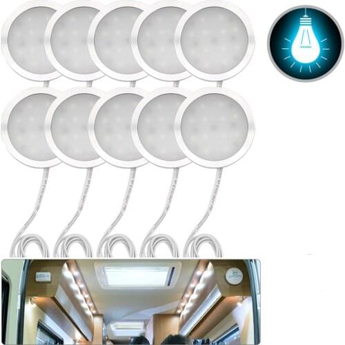 10x12V Interior LED White Spot Lights 2.5 W For T4 T5 Camper Van Caravan Motorhome Car Interior White Lights 6500K