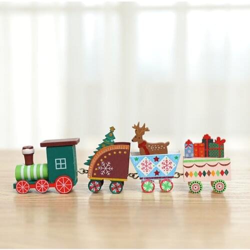 Wooden Small train Kids DIY Gifts box baby Christmas counter desktop Ornaments Kids Toys Ornament Festival New Year Gift Navidad