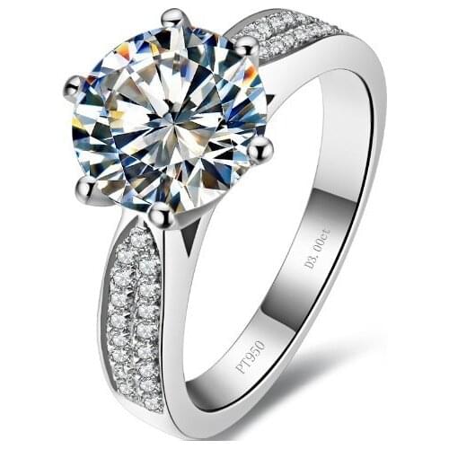 Genuine Solid 14K White Gold Ring 3CT Moissanite Engagement Ring Promise Wedding Anniversary Gift Perfect Jewelry Gift Box