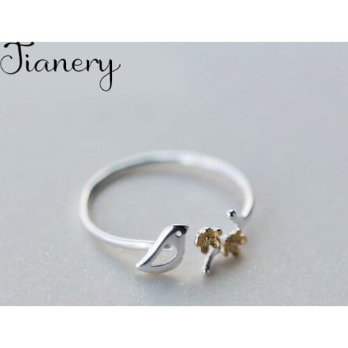 Charming Boho Korean Open Adjustable Size Bird Rings for Women Wedding Ring Jewelry Valentines Day GIFT