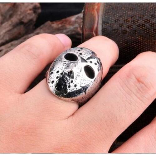 Men Black Friday Jason Hockey Punk Rock Ring Mask Horror Skull Finger Ring Original Gifts for Men Jewelry Gift Dropship