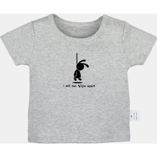 Cute I Will Not Vista Again Rabbit Duck FIG Illusion Art Newborn Baby T-shirts Toddler Graphic Solid Color Short Sleeve Tee Tops