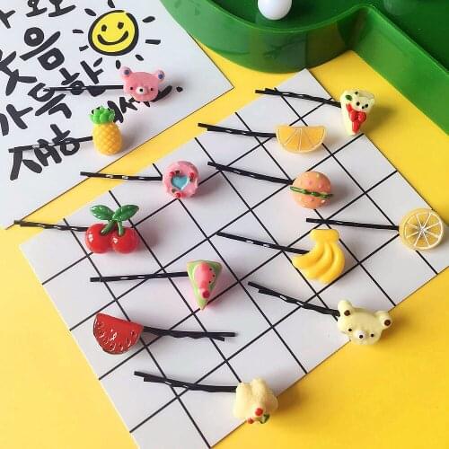 Girls Cute Candy Color fruit vegetable Hair clips Elastic Hair Claw Bands Hairpins Headbands Kids Hair Accessories 6pcs A0064